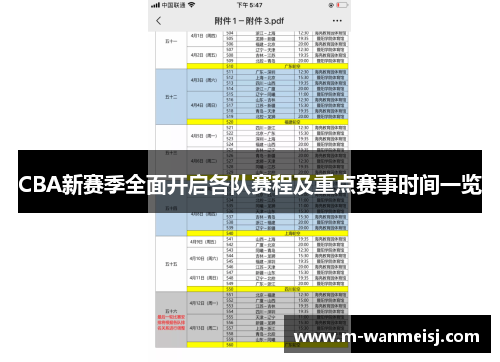 CBA新赛季全面开启各队赛程及重点赛事时间一览